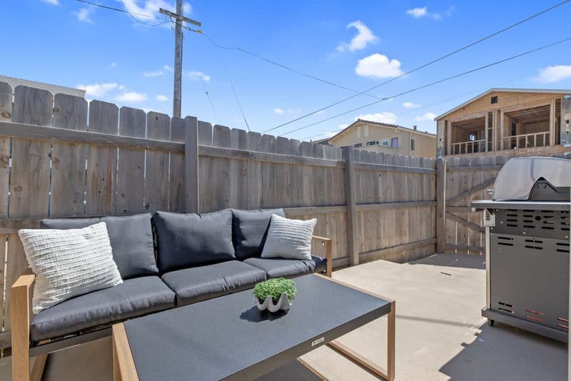 Outdoor seating on the private back patio